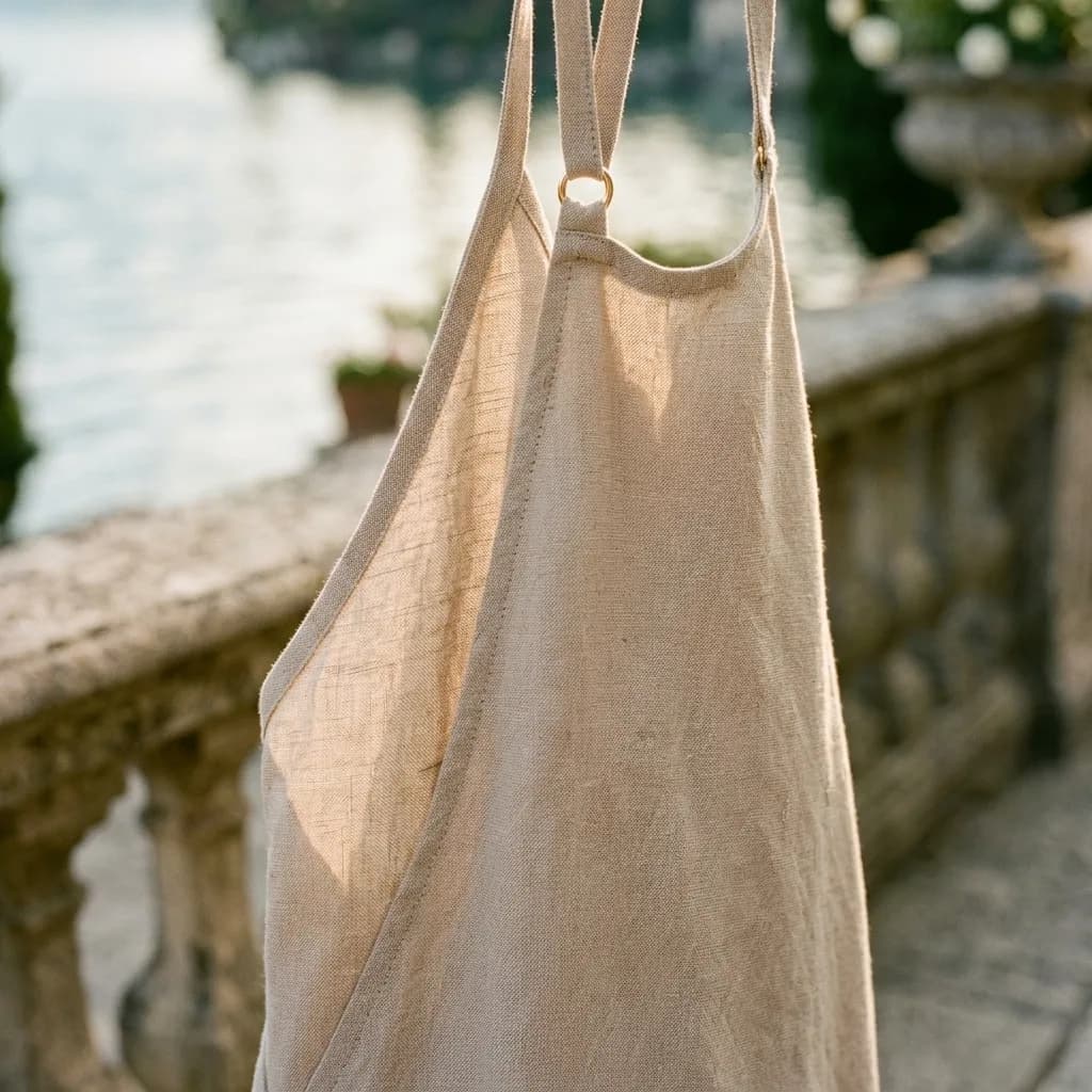 Cotton Linen Halter Dress — Como Collection — Detail view