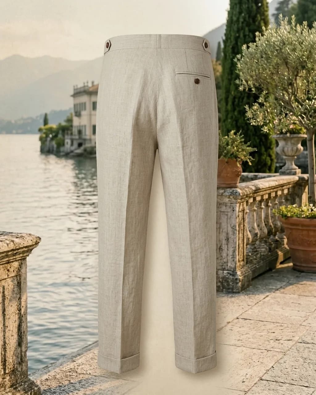 Tremezzo Linen Trousers — Como Collection — Back view