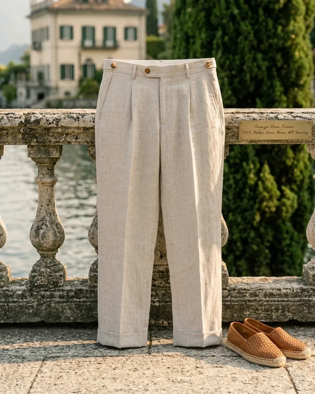 Tremezzo Linen Trousers — Como Collection — Detail view