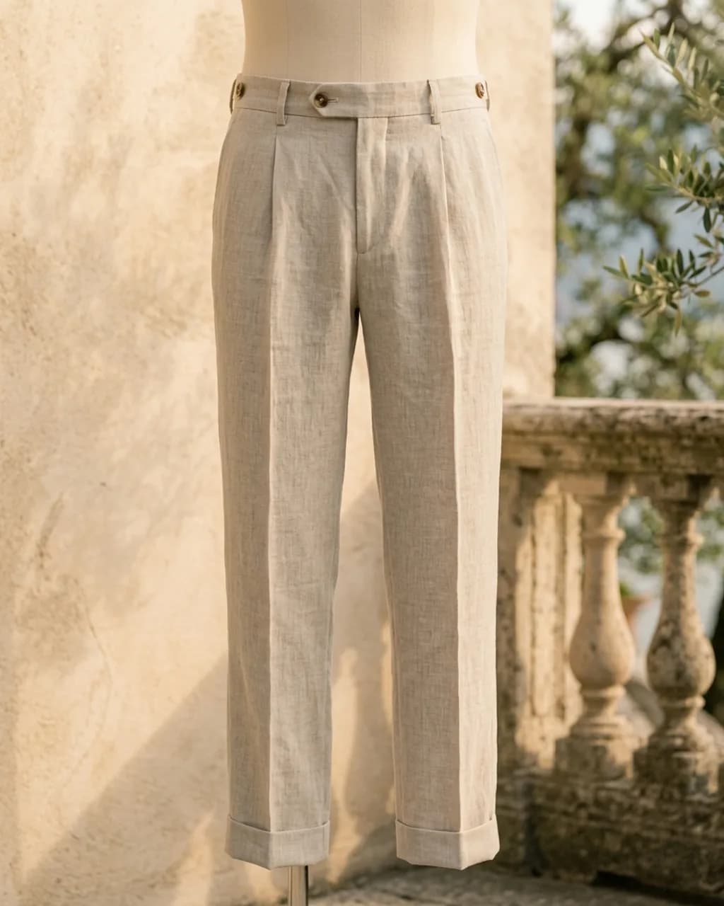 Tremezzo Linen Trousers — Como Collection — Front view