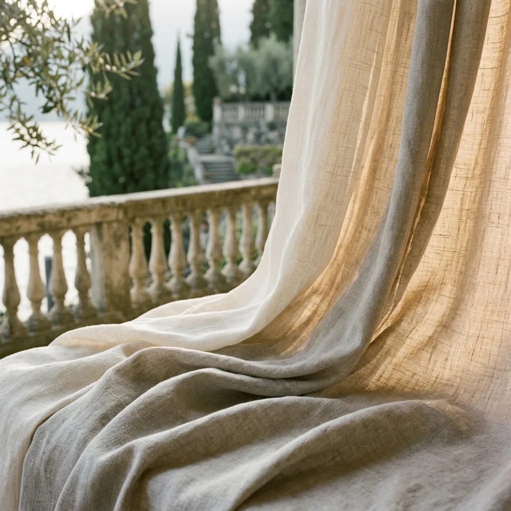 Italian cotton-linen fabric detail — Como mill sourcing